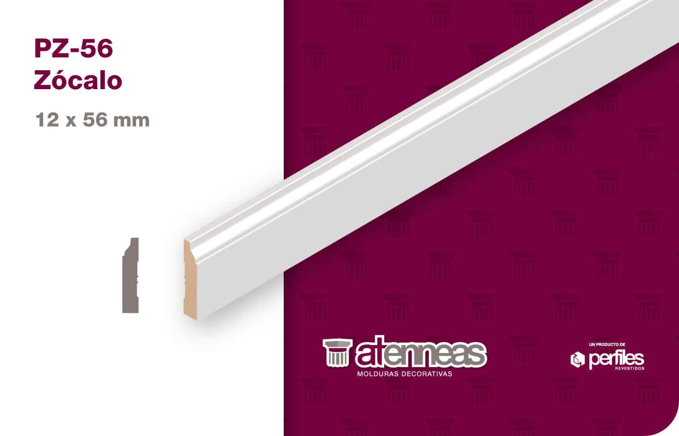 pz-56.jpg Zócalo Moldurado Atenneas 5.6 cm MDF Prepintado blanco - Image 1