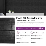 Placas 3D Autoadhesivas Subway Negro Revestimiento Lifewall 70x75 cm Pack x10 - Imagen 5