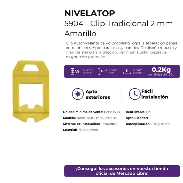 Clip Espaciador Autonivelante Arco Tradicional Atrim 2mm x 150 Unidades - Imagen 6
