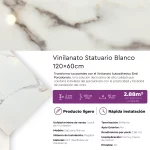 Vinilanato Decorativo Autoadhesivo 60x120 Statuario Blanco Pack 2,88 m2 - Imagen 4