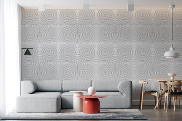 Placas 3D Antihumedad PVC Espiral Blanco Revestimiento Frigg 50x50 cm Pack x12 - Imagen 5