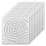 Placas 3D Antihumedad PVC Espiral Blanco Revestimiento Frigg 50x50 cm Pack x12