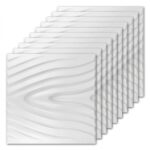 Placas 3D Antihumedad PVC Ola Blanco Revestimiento Frigg 50x50 cm Pack x12