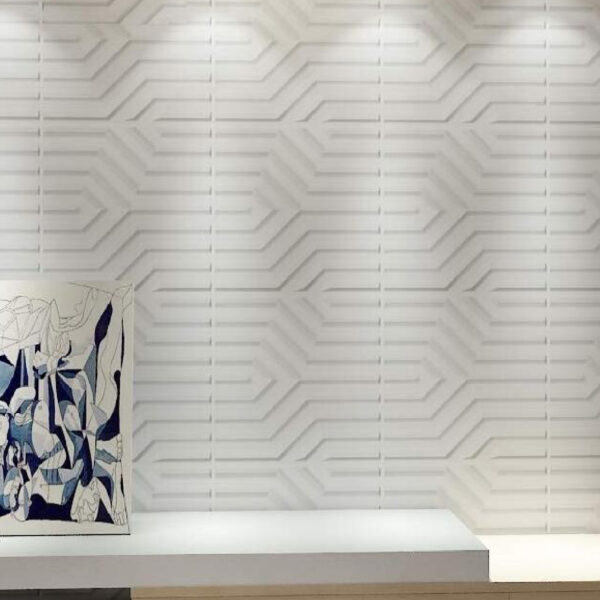 Placas 3D Antihumedad PVC Diagonal Blanco Revestimiento Frigg 50x50 cm Pack x12 - Imagen 4