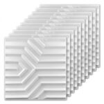 Placas 3D Antihumedad PVC Diagonal Blanco Revestimiento Frigg 50x50 cm Pack x12